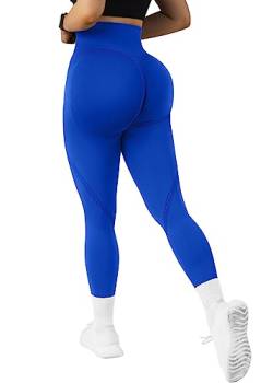 OMKAGI Scrunch Butt Leggings for Damen, High Waist Opaque Push Up Sports Trousers, Booty Lifting Seamless Gym Leggings(M, Blau-1156) von OMKAGI