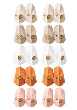 OMZIN Cartoon-Liebhaber Frühlings und Sommersocken Socke Ferse Emojy Socks Gesichter Tasche gestickten rote Flut Treibnetzstrümpfe 10 Paare von Frauen lächelnd Gesicht von OMZIN