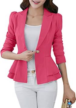 OMZIN Damen Casual Arbeit Büro Blazer Vorne Offen Langarm Strickjacke Jacke Plus Size Blazer Jacke Rose S von OMZIN