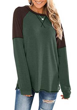 OMZIN Damen Langarmshirt Damen Shirt Damen Langarm top Einfarbig sexy Casual Basic T-Shirt Tops Blouse Armee Grün XL von OMZIN