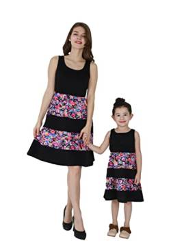 OMZIN Damen Mädchen Prinzessin Kostüm Dress Up Party Outfit Knielange Kleider Maxi Kleidung Schwarz Blume M von OMZIN