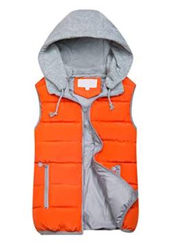 OMZIN Damen Weste Outdoor Weste Mit Kapuze Weste Jacke Winter Warm Kurzweste Daunenweste Leich Große Größen Orange S von OMZIN