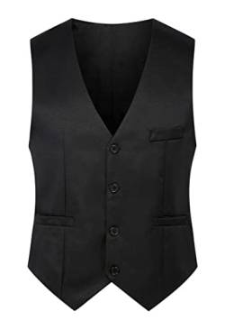 OMZIN Herren Formal Business Anzug Westen KnöPfe Regular Fit Weste FüR Anzug Oder Smoking Solid Color Slim Waistcoat Schwarz XS von OMZIN