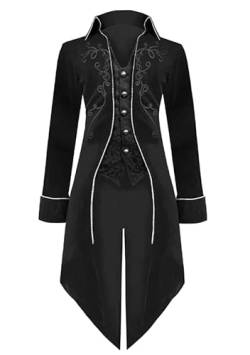 OMZIN Herren Vintage Frack Jacke Gothic Viktorianisch Mantel Uniform Mittelalterlich Steampunk Vintage Frack Jacke Schwarz XL von OMZIN