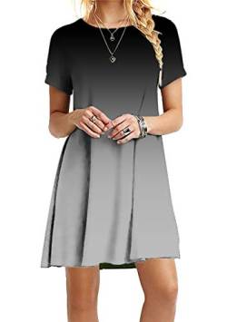 OMZIN Tie-Dye Kleid für Damen für Sommer Rundhals Bequem aus Baumwolle Ärmellos Shirtkleid Minikleid Grau 5XL von OMZIN