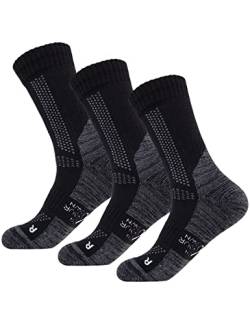 ON YOUR OWN Socken 3 Paar hochwertige Wandersocken extra Polsterung (DE/NL/SE/PL, Numerisch, 43, 47, Regular, Regular, Schwarz und Grau) von ON YOUR OWN