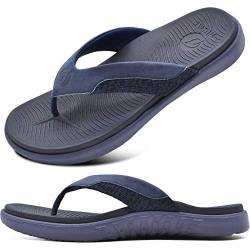 ONCAI Herren Flip Flops Sommer Sport Dusch Schwimmbad Strand Männer Zehentrenner Sandalen Badelatschen Mit Orthopädie Arch Support Gummifußbett Blau Größe 41 von ONCAI