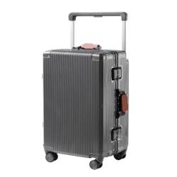 ONCALZNCA Koffer Gepäck, Aluminiumrahmen, 20-Zoll-Boarding-Koffer, Universalrad, Breiter Trolley-Koffer, 24-Zoll-Passwortbox Suitcase (Color : Gray, Size : 20in) von ONCALZNCA