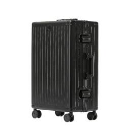 ONCALZNCA Koffer Gepäck Aluminium Rahmen Box PC Flugzeug Rad Koffer Passwort Boarding Koffer Gepäck Trolley Box Suitcase (Color : Black, Size : 22in) von ONCALZNCA