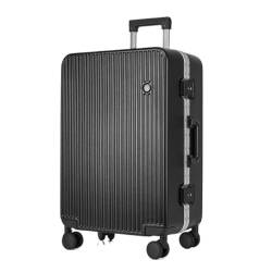 ONCALZNCA Koffer Hartschalen-Gepäckkoffer mit Aluminiumrahmen, 20-Zoll-Boarding-Koffer, Lang- und Kurzstreckengepäck-Trolley Suitcase (Color : Black, Size : 20in) von ONCALZNCA