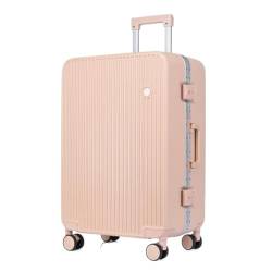 ONCALZNCA Koffer Hartschalen-Gepäckkoffer mit Aluminiumrahmen, 20-Zoll-Boarding-Koffer, Lang- und Kurzstreckengepäck-Trolley Suitcase (Color : Pink, Size : 26in) von ONCALZNCA