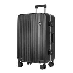 ONCALZNCA Koffer Neuer Hartschalenkoffer mit Aluminiumrahmen, 20-Zoll-Boarding-Koffer, Lang- und Kurzstrecken-Trolley Suitcase (Color : Black, Size : 20in) von ONCALZNCA