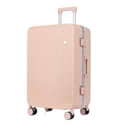 ONCALZNCA Koffer Neuer Hartschalenkoffer mit Aluminiumrahmen, 20-Zoll-Boarding-Koffer, Lang- und Kurzstrecken-Trolley Suitcase (Color : Pink, Size : 26in) von ONCALZNCA