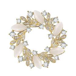 Damen Brosche Brosche Mikrozirkonia Corsage Ring Pin Kleidung für Party Hochzeit, 3.6x3.6cm, Metall von ONDIAN
