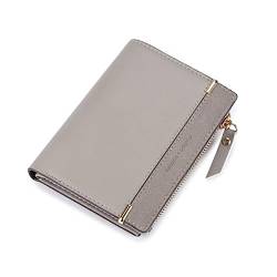 Damen Geldbörse Damen-Geldbörse mit kurzem Reißverschluss, Bifold Geldbörse Damen Klein (Farbe : Grey, Size : 13x2.1x10cm) von ONDIAN