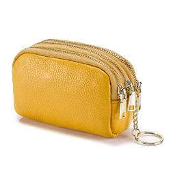 Geldbörse für Damen Leder-Mini-Geldbörse Damen-Leder-Münzenbeutel-Geldbörse Schlüsselanhänger Kleine Damengeldbörse (Farbe : Bright Yellow, Size : 13x5x9cm) von ONDIAN