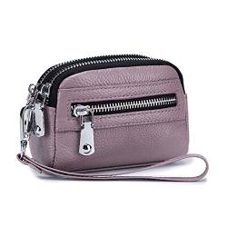 Geldbörse für Damen Mini-Tasche for Damen, doppelter Reißverschluss, multifunktionale Handtasche, Münztasche Kleine Damengeldbörse (Farbe : Taro Purple, Size : 14x4.5x9cm) von ONDIAN