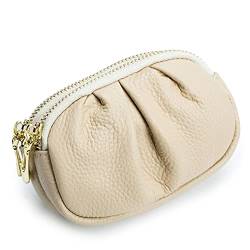 Geldbörse für Damen Portemonnaie Einfaches Leder Praktische Faltentasche mit Doppelreißverschluss Kleine Damengeldbörse (Farbe : Weiß, Size : 13x5x9.5cm) von ONDIAN