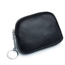 Geldbörse für Damen Ultradünne Geldbörse, klein, einfach, aus weichem Leder, Schlüsseltasche mit Reißverschluss, eine Tasche Kleine Damengeldbörse (Farbe : Black, Size : 11.5x9x2cm) von ONDIAN
