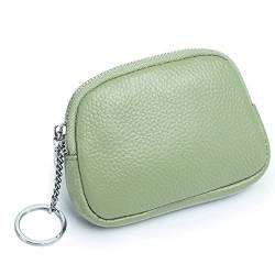 Geldbörse für Damen Ultradünne Geldbörse, klein, einfach, aus weichem Leder, Schlüsseltasche mit Reißverschluss, eine Tasche Kleine Damengeldbörse (Farbe : Light Green, Size : 11.5x9x2cm) von ONDIAN