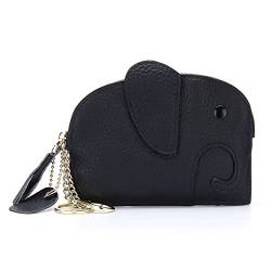 Geldbörse für Damen Women's Purse Leather Elephant Mini Creative Coin Bag Kleine Damengeldbörse (Farbe : Black, Size : 14x1.5x11cm) von ONDIAN