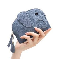 Geldbörse für Damen Women's Purse Leather Elephant Mini Creative Coin Bag Kleine Damengeldbörse (Farbe : Blau, Size : 14x1.5x11cm) von ONDIAN
