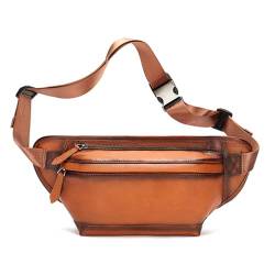 Gürteltasche Leder Sport-Hüfttasche for Herren, Sommer-Crossbody-Brusttasche Reisesport Wandern (Farbe : Brown Coffee, Size : 20x15x35cm) von ONDIAN