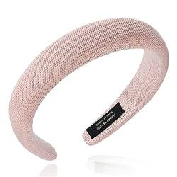 Haarreifen für Damen Breitrandiges Schwamm-Haarband, gepresstes Haar-Stirnband Stirnbänder (Farbe : Light Pink, Size : 12x2.3cm) von ONDIAN