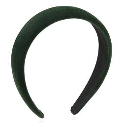 Haarreifen für Damen Einfaches Schwamm-Haarband, gepresste Haarkarte, Vintage-Stirnband Stirnbänder (Farbe : Dark Green, Size : 12.5x3.7cm) von ONDIAN