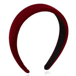 Haarreifen für Damen Einfaches Schwamm-Haarband, gepresste Haarkarte, Vintage-Stirnband Stirnbänder (Farbe : rot, Size : 12.5x3.7cm) von ONDIAN