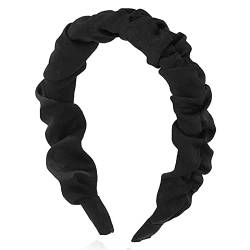 Haarreifen für Damen Elegantes Haarband mit Rüschen for das tägliche Haar Stirnbänder (Farbe : Black, Size : 11.5x3.5cm) von ONDIAN