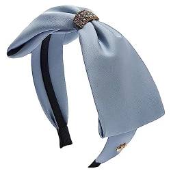 Haarreifen für Damen Französischer Stil mit Schleife und Diamant-Haarband, Knotenhaar Stirnbänder (Farbe : Blau, Size : 16x15.5cm) von ONDIAN