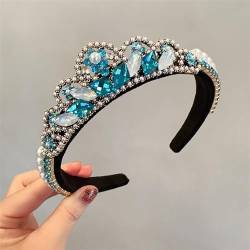 Haarreifen für Damen Perlen-Haarband, Vintage-Haarspange, Party-Haar-Accessoire Stirnbänder (Farbe : Blau, Size : One Size) von ONDIAN