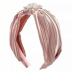 Haarreifen für Damen Perlenschleife, hohes Totenkopf-Haarband, täglicher Kopfschmuck Stirnbänder (Farbe : Rosa, Size : 16x3cm) von ONDIAN