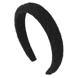 Haarreifen für Damen Plissee Muscle Art Haarbänder Court Retro Stirnband Haar Stirnbänder (Farbe : Black, Size : 16.5x16cm) von ONDIAN