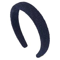 Haarreifen für Damen Plissee Muscle Art Haarbänder Court Retro Stirnband Haar Stirnbänder (Farbe : Navy, Size : 16.5x16cm) von ONDIAN