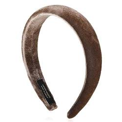Haarreifen für Damen Retro-Samt-Schwamm-Haarbänder, breite, schlichte Stirnbänder Stirnbänder (Farbe : Braun, Size : 12.5x3cm) von ONDIAN