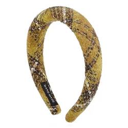 Haarreifen für Damen Vintage Haarband Schwamm Stirnband Haarspange Kopfschmuck Stirnbänder (Farbe : Gelb, Size : 12.5x3.2cm) von ONDIAN