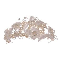 Haarreifen für Damen Vintage Pailletten Haarbänder Perlen Haarband Schleier Braut Hochzeit Kopfbedeckung Stirnbänder von ONDIAN