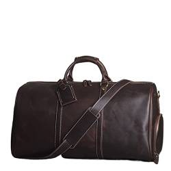 Herren-Reisetasche aus echtem Leder, großes Fassungsvermögen, Einzelschulter-Messenger für 15-Zoll-Laptops mit Schuhtasche von ONDIAN