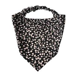 Kopftücher Damen-Stirnband mit Sommerblumen, gebundenes Haar, Dreieckstuch für Frauen Mädchen (Farbe : Black, Size : One Size) von ONDIAN