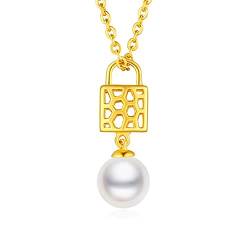 ONDIAN 18 Karat eleganter weißer Perlenanhänger mit 18 Karat Kettenhalskette als Geschenk für Frauen von ONDIAN
