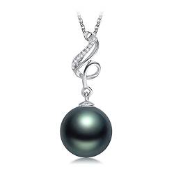 ONDIAN 18k Aaaa Qualität Tahiti-Zuchtperle Anhänger mit Diamanten schwarze Perlenkette Schmuck Geschenke für Frauen Frau Mutter Tochter von ONDIAN