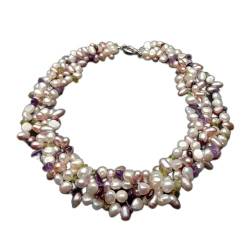 ONDIAN 4 Stränge 19'' Perlen-Prehnit-Amethyst-Granat-Halskette von ONDIAN