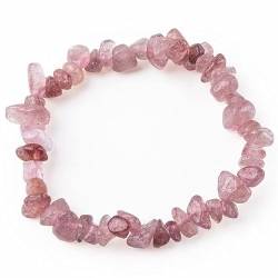 ONDIAN 7 Farben natürliches Mineral Amethyst rosa Kristall Kies zerkleinert Stein Armband Mode Frauen Zubehör-Erdbeerkristall von ONDIAN