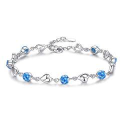 ONDIAN Armbänder für Damen 925 Silber Armband Damen Armband Elegantes Design Armband für Geburtstag (Farbe : Blau, Size : 20.5cm) von ONDIAN
