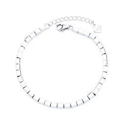 ONDIAN Armbänder für Damen Damen Retro Old S925 Sterling Silber Trend Small Square Stitching Armband für Geburtstag von ONDIAN