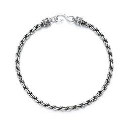 ONDIAN Armbänder für Damen Geflochtenes Armband S925 Sterling Silber Twisted Handgeflochtenes Armband für Geburtstag (Farbe : As shown, Size : 18cm) von ONDIAN