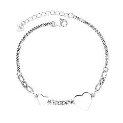 ONDIAN Armbänder für Damen Herzförmiges Liebesarmband S925 Silberarmband Einfacher Handschmuck für Geburtstag von ONDIAN