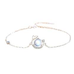 ONDIAN Armbänder für Damen Mädchen Silber Nische Mondstein Armband Net Celebrity Ins Style Freundinnen für Geburtstag von ONDIAN
